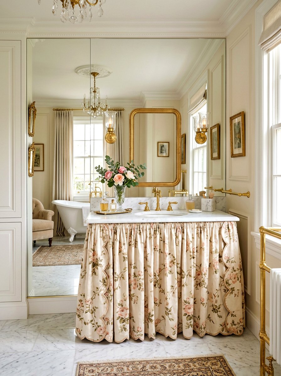 Scalloped Skirt Vanity - 30 tailored skirted furniture ideas