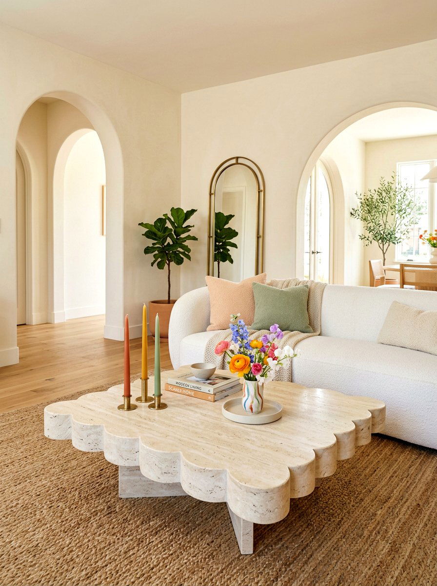 Scalloped Stone Coffee Table - 30 stone coffee table ideas