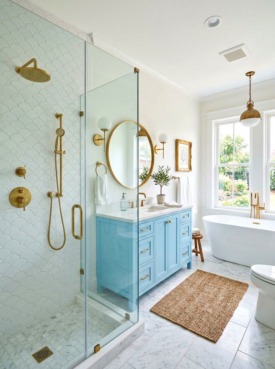 Scalloped Tile White Grout - 30 light grout bathroom ideas