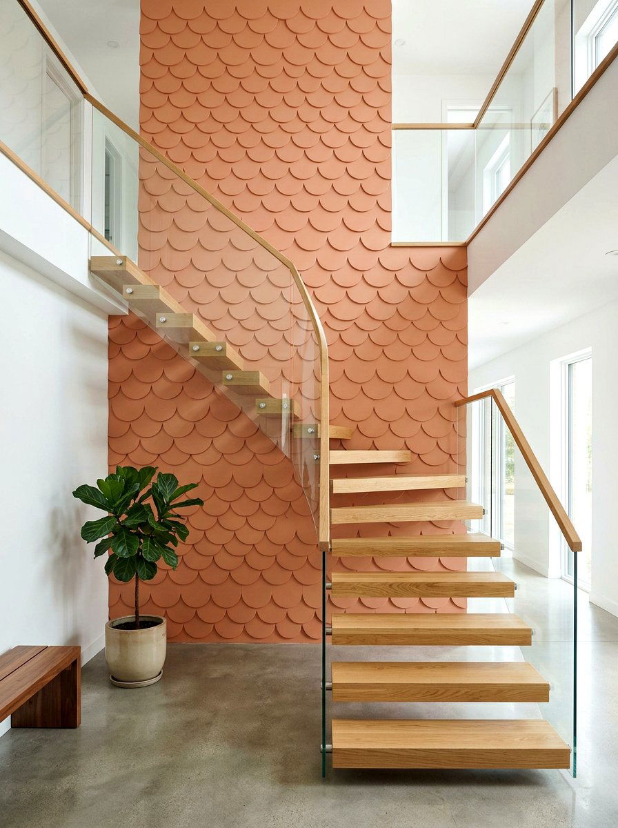 Scalloped Wall Detail - 30 staircase wall panel ideas