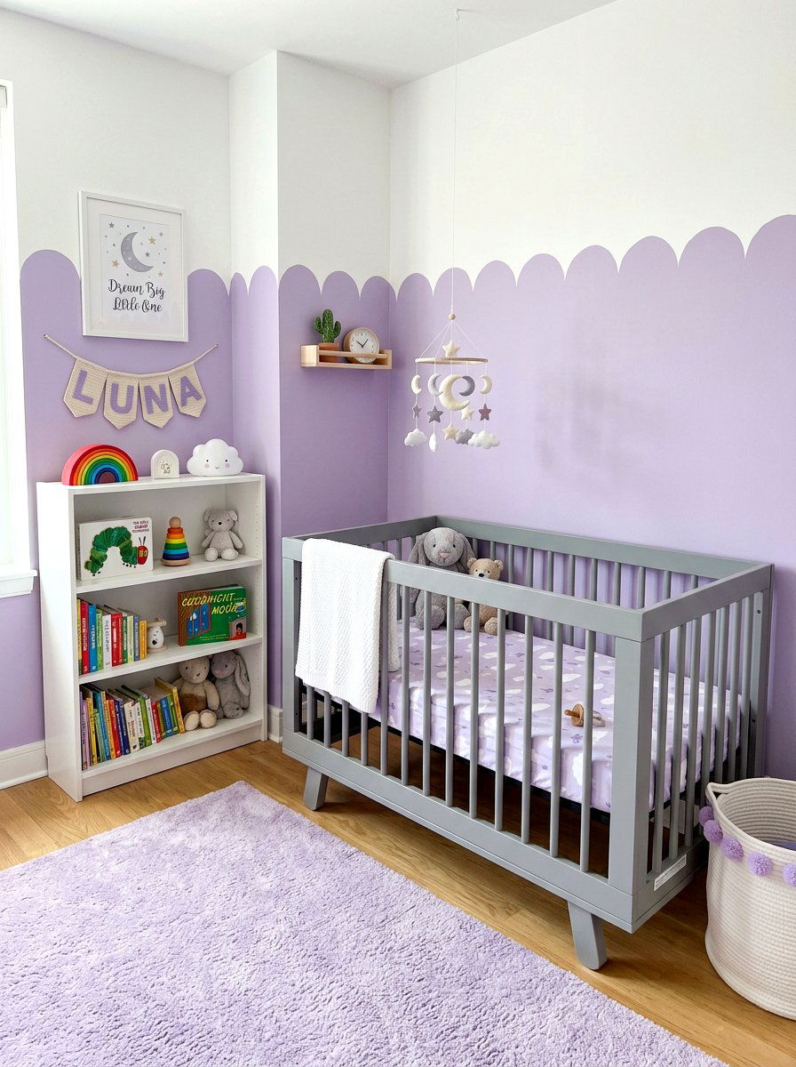 Scalloped Wall Paint - 30 crib corner styling ideas