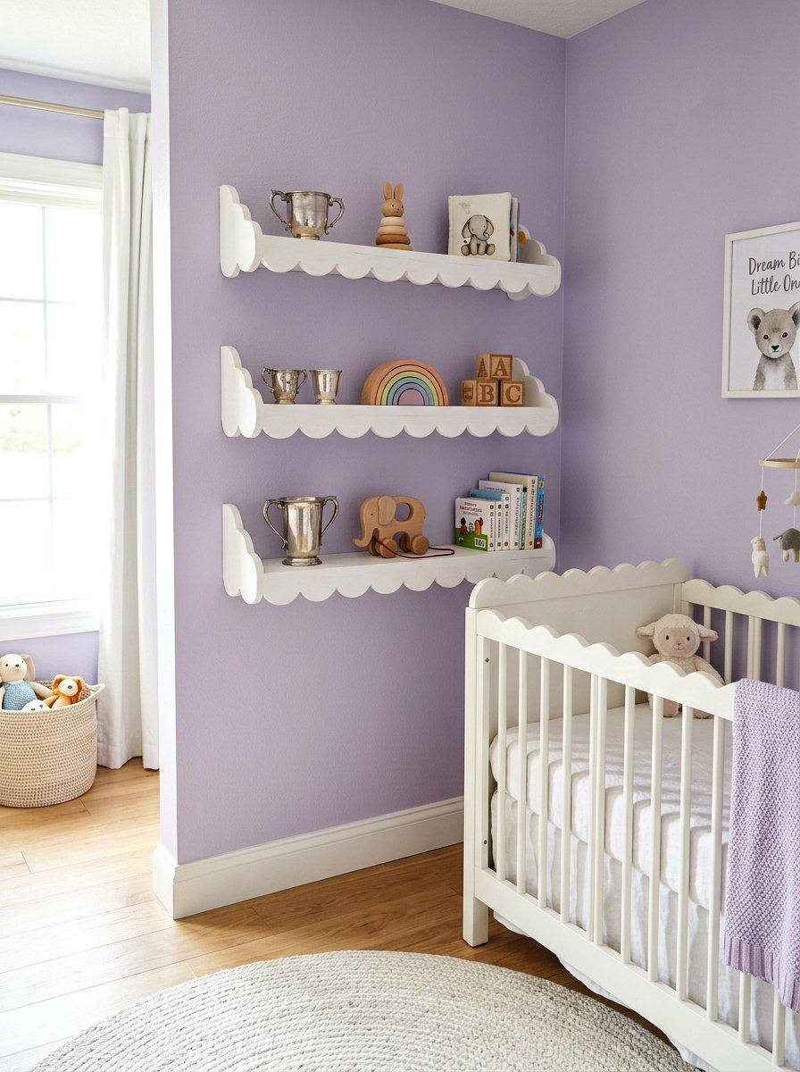 Scalloped Wood Shelf - 30 soft heirloom nursery ideas