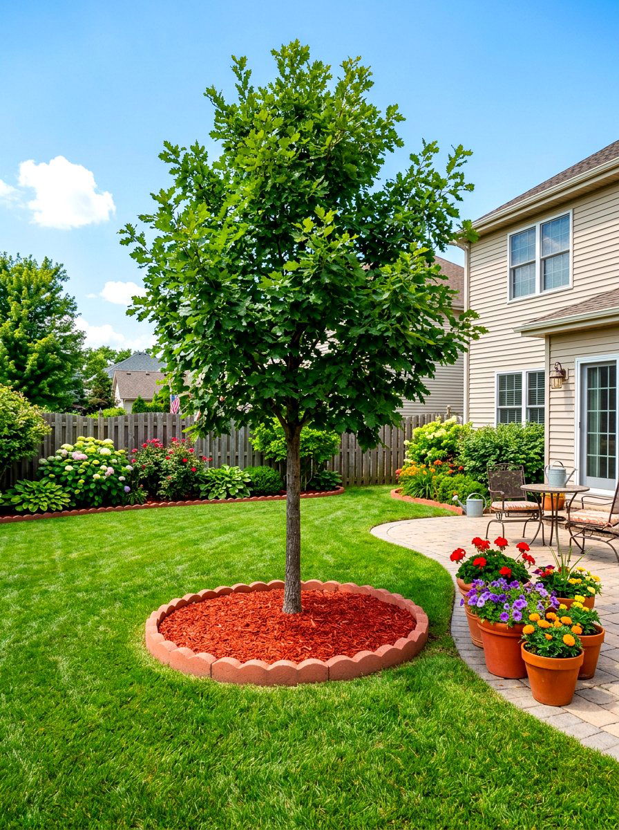 Scalloped concrete tree ring - 30 mulch ring around tree ideas
