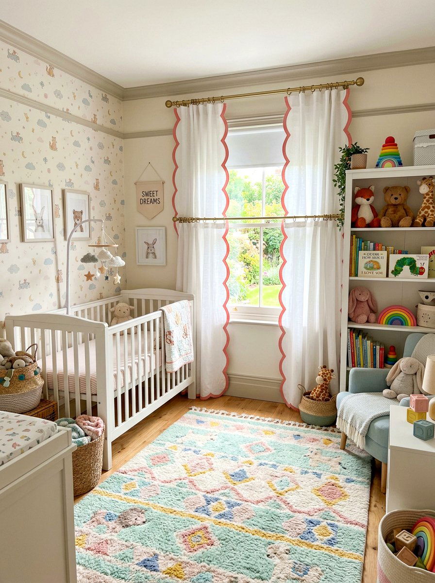 Scalloped edge cafe curtain - 30 cafe curtain ideas