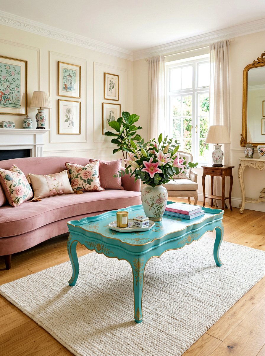 Scalloped edge chinoiserie coffee table - 30 chinoiserie table ideas
