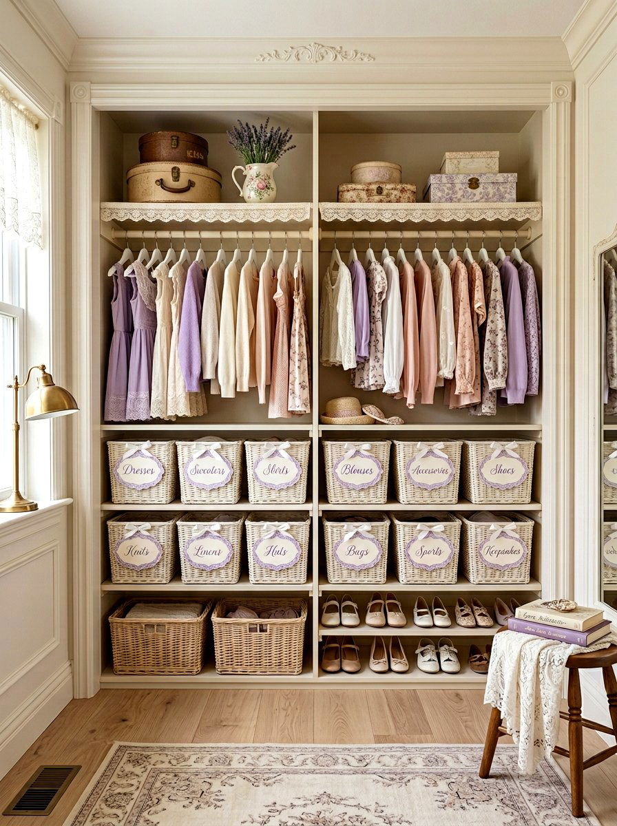 Scalloped edge closet basket labels - 30 closet basket labels ideas
