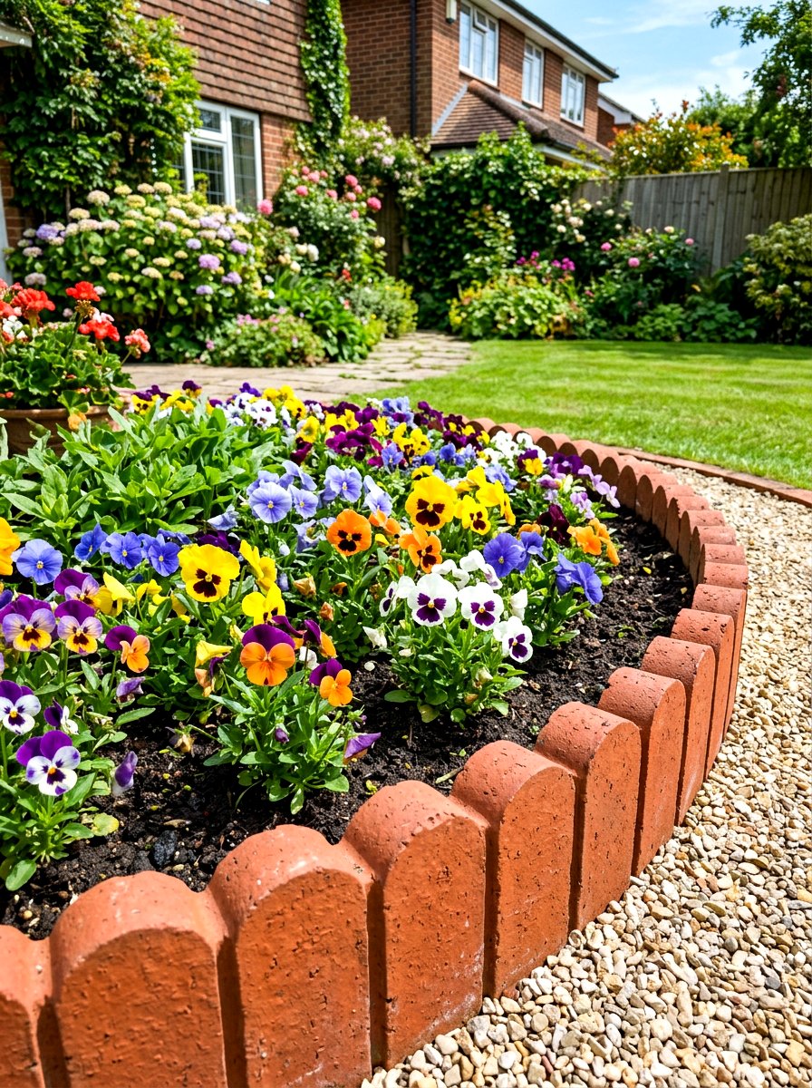 Scalloped edge garden bricks - 30 garden border ideas