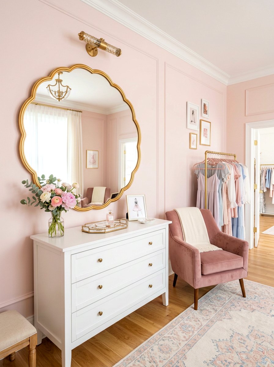 Scalloped edge mirror - 30 dressing room mirror ideas