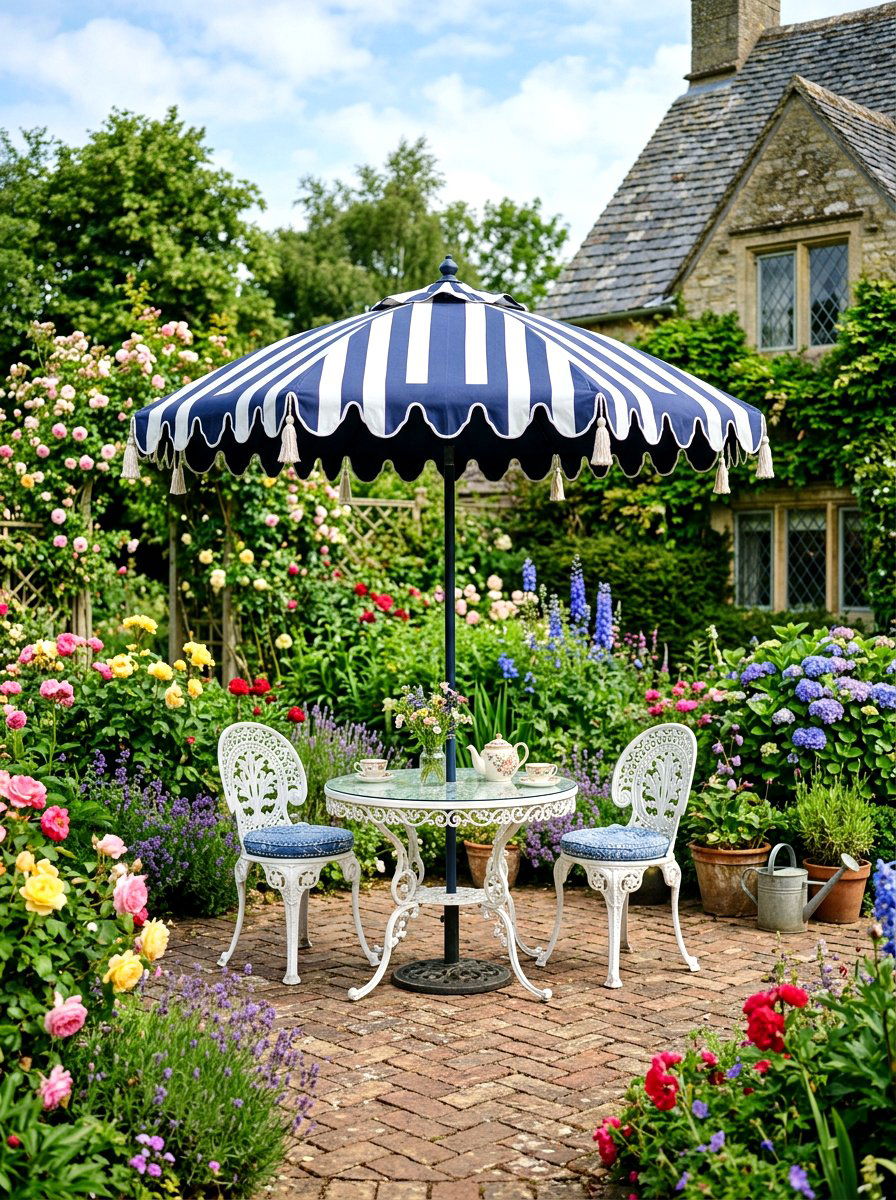 30 Striped Patio Umbrella Ideas for Sunny-Day Style Anywhere