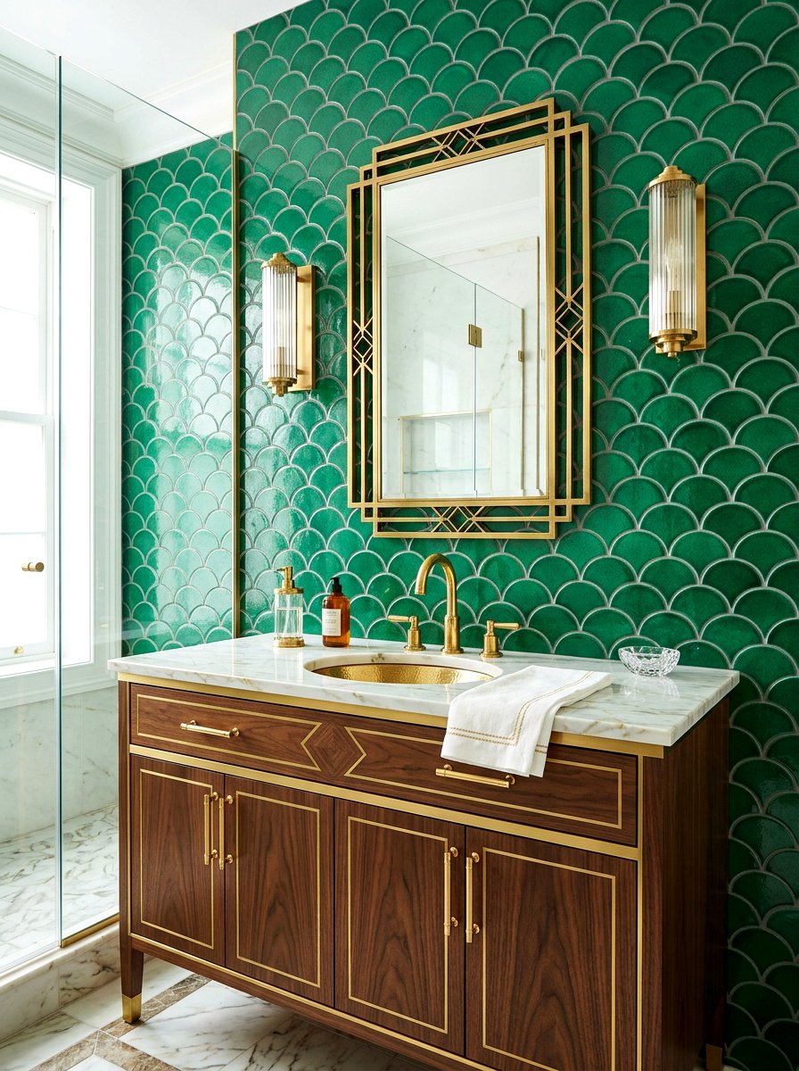 Scalloped fish scale tile - 30 laundry room backsplash ideas