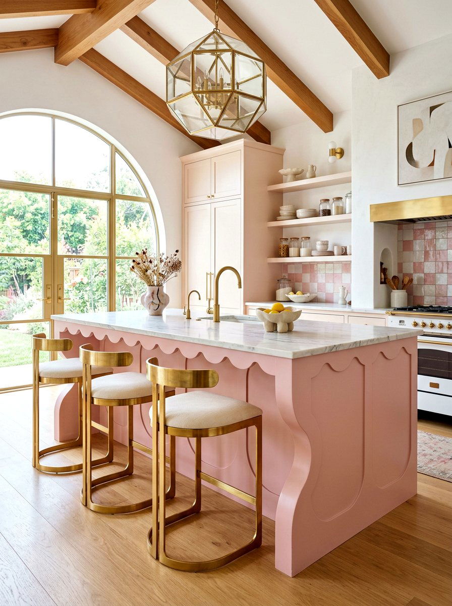 Scalloped kitchen island - 30 coquette kitchen ideas