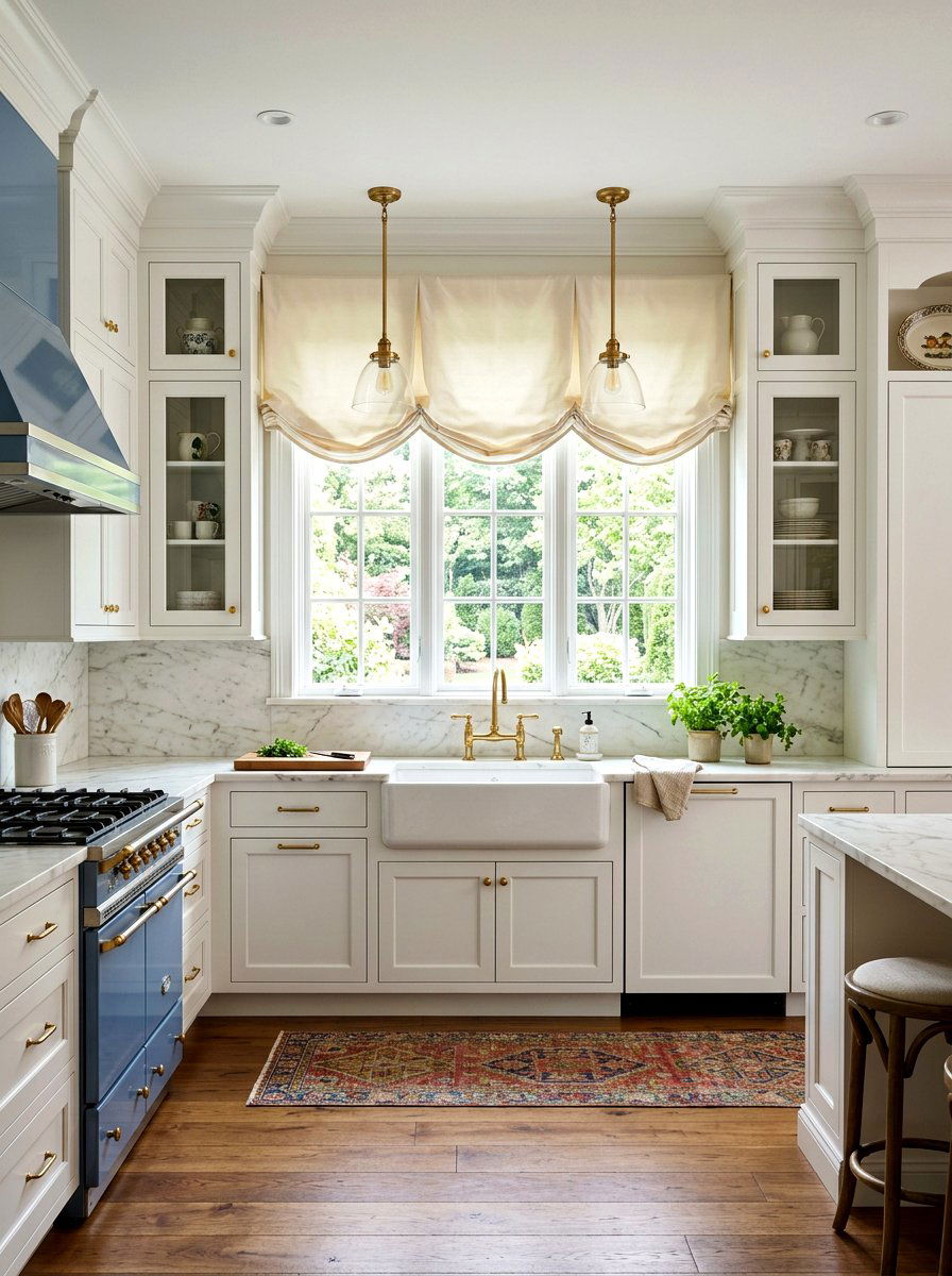 Scalloped kitchen valance - 30 kitchen curtain sink ideas