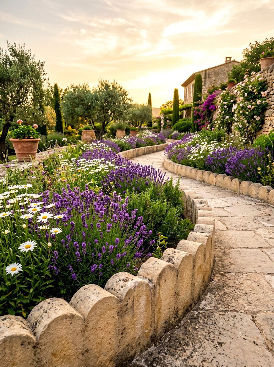 Scalloped stone border - 30 paver garden border ideas