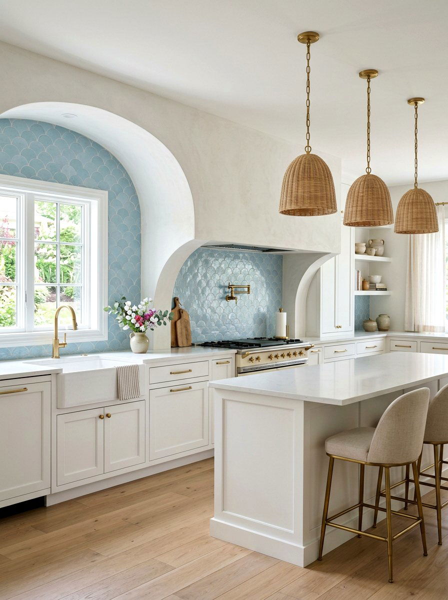 Scalloped zellige tile - 30 zellige tile backsplash ideas