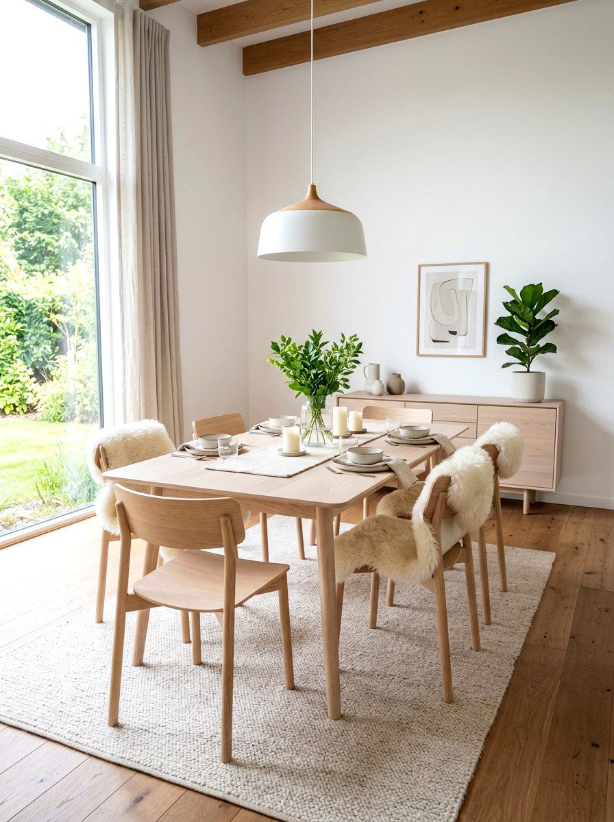 Scandi Brown Wood Dining Room - 30 brown dining room decor ideas