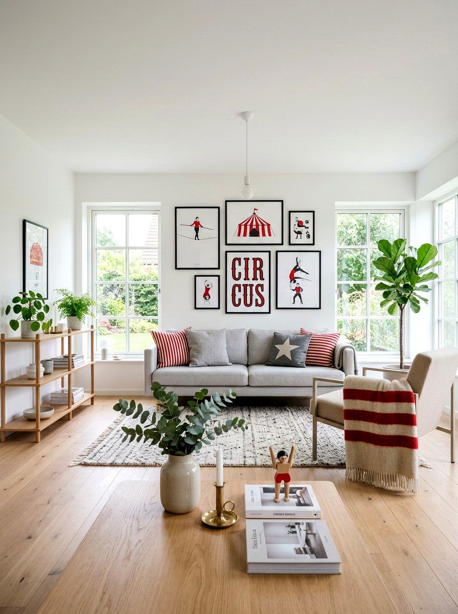 Scandi Circus Living Room - 30 circus inspired living room ideas