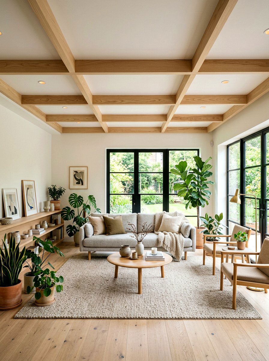 Scandi Coffered Ceiling Living Room - 30 coffered ceiling living room ideas