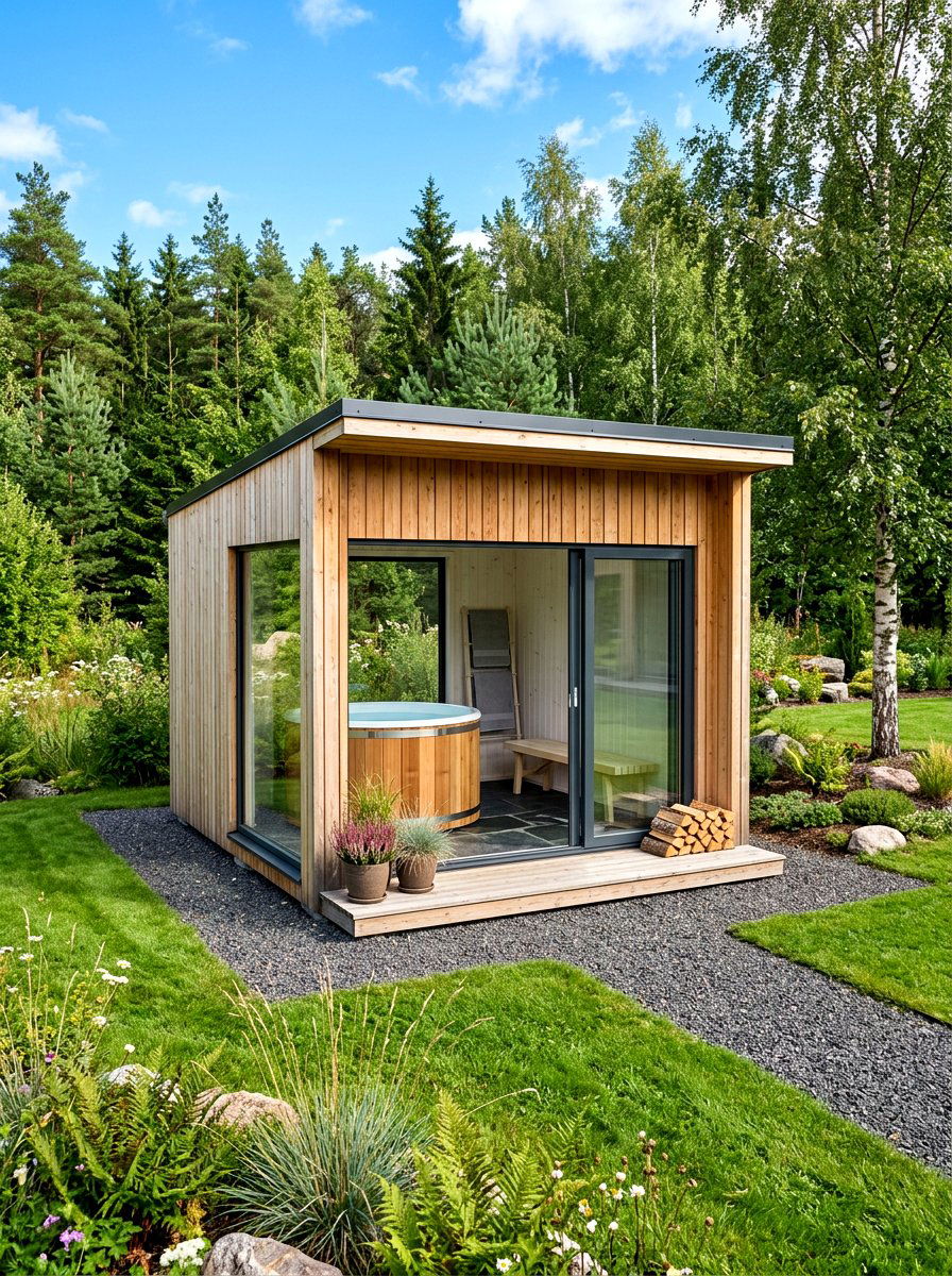 Scandi Design Wellness Shed - 30 ice bath room ideas