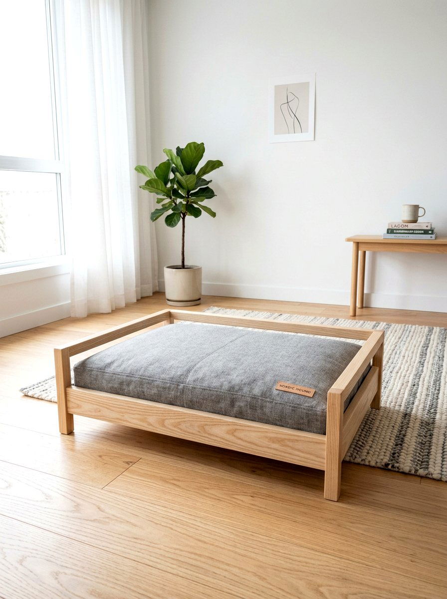 Scandi Dog Bed - 30 pet corner living room ideas
