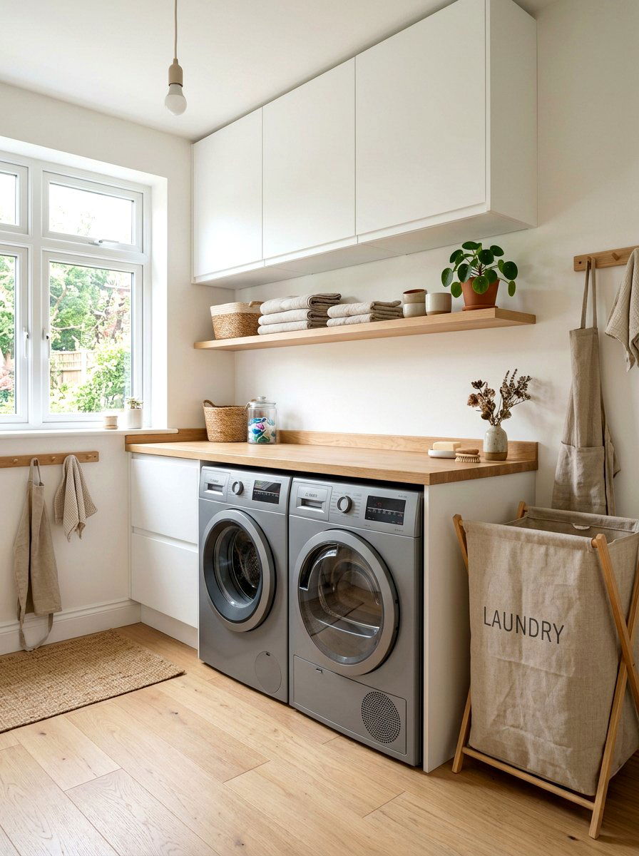Scandi Inspired Laundry Area - 30 side by side laundry ideas