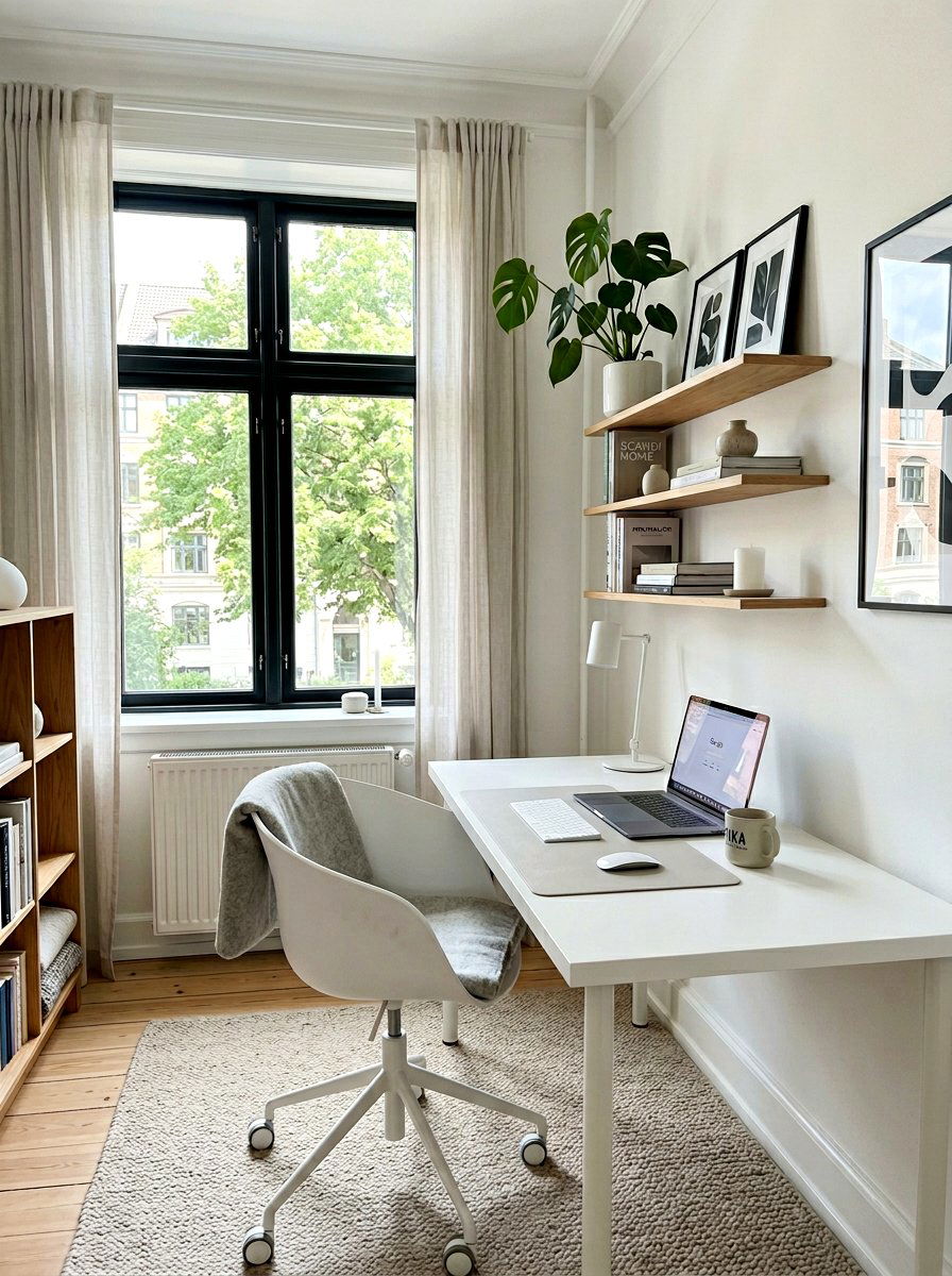 Scandi Inspired White Workspace - 30 apartment office ideas