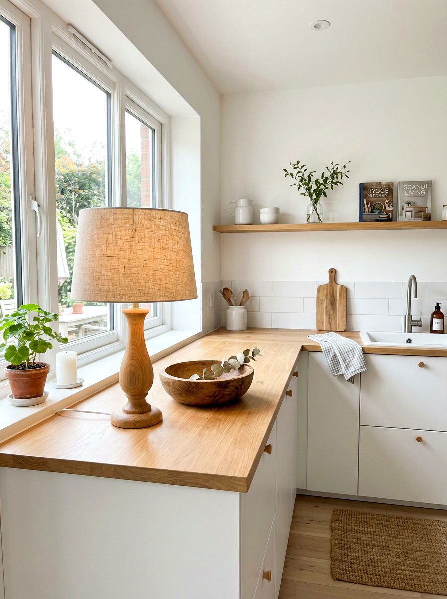 Scandi Kitchen Linen Lamp - 30 mini lamp on kitchen counter ideas