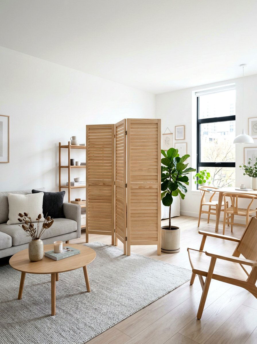 Scandi Light Wood Screen - 30 folding screen ideas