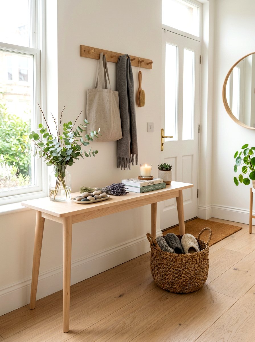 Scandi Light Wood Table - 30 front hall console ideas