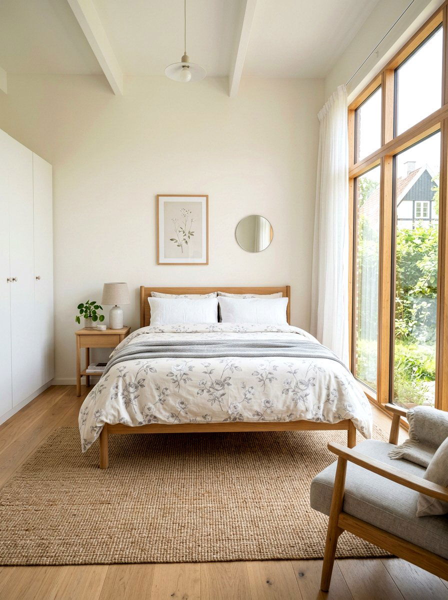 Scandi Rose Floral Textile - 30 rose print bedroom ideas