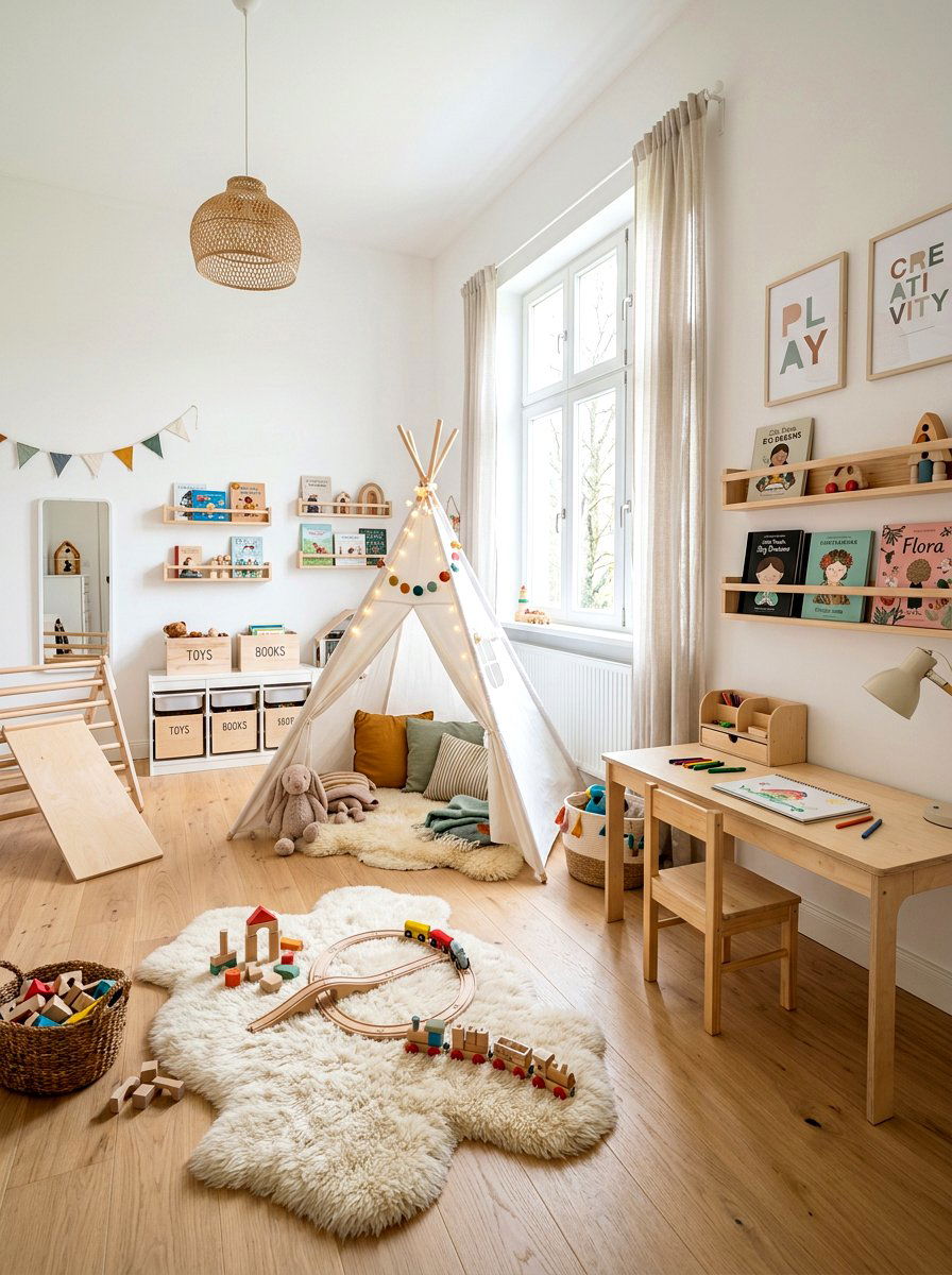 Scandi Shared Playroom - 30 children shared playroom ideas
