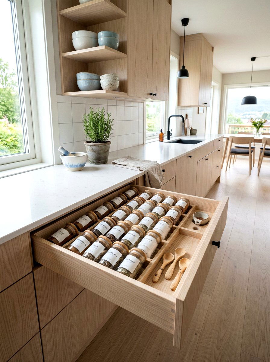 Scandi Spice Drawer - 30 spice drawer ideas