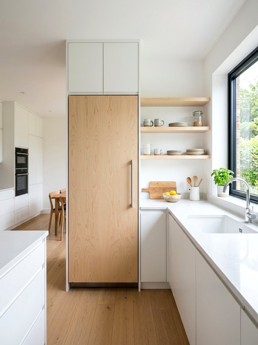 Scandi Style Birch Fridge Panel - 30 hidden fridge ideas
