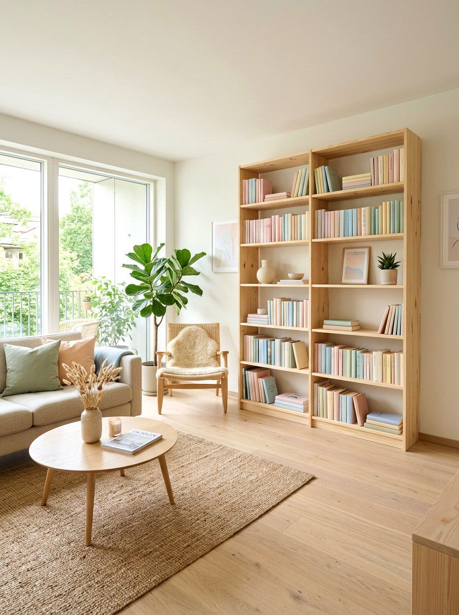 Scandi Style Bookcase - 30 bookcase decor ideas