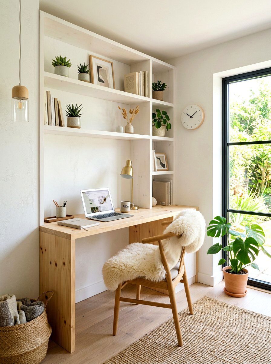 Scandi Style Built In Desk - 30 office built in desk ideas