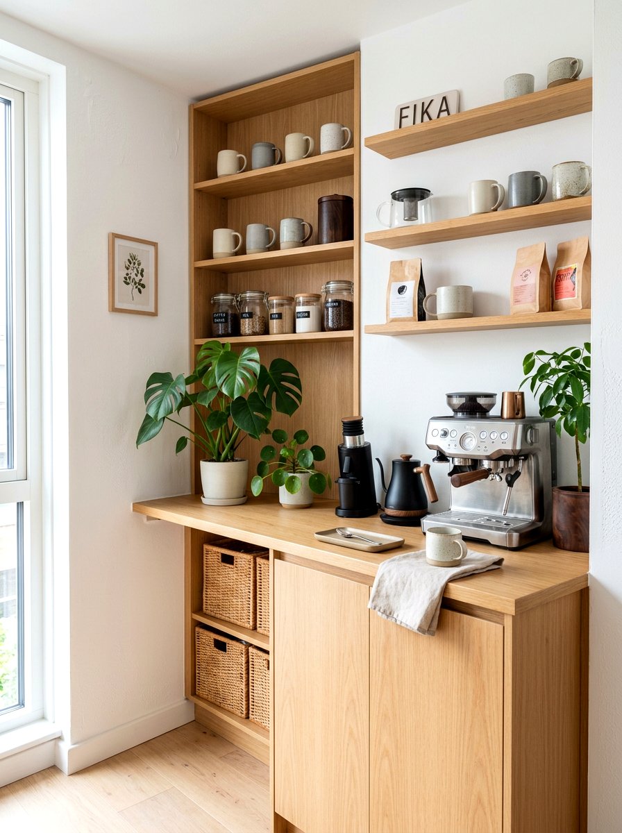 Scandi Style Coffee Corner - 30 beverage pantry ideas aesthetic