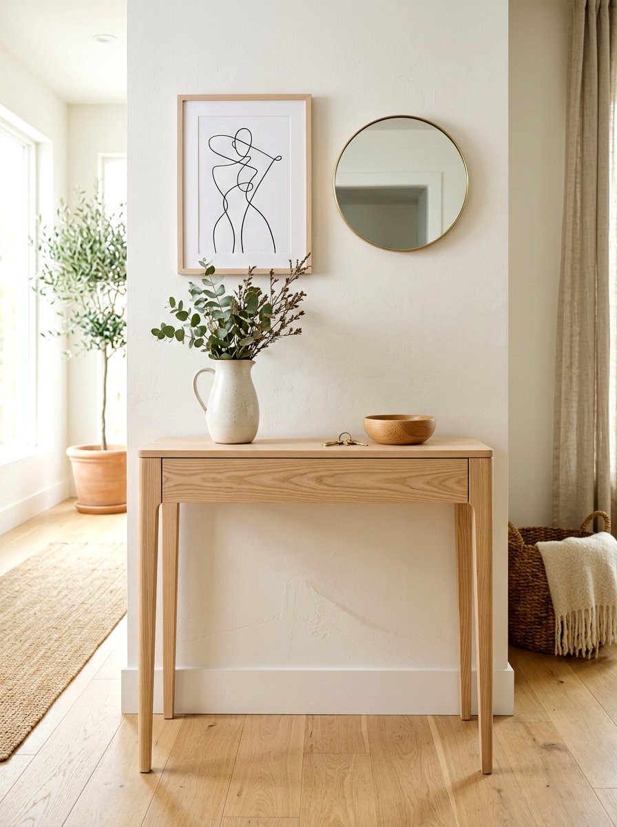 Scandi Style Console - 30 slim console apartment ideas