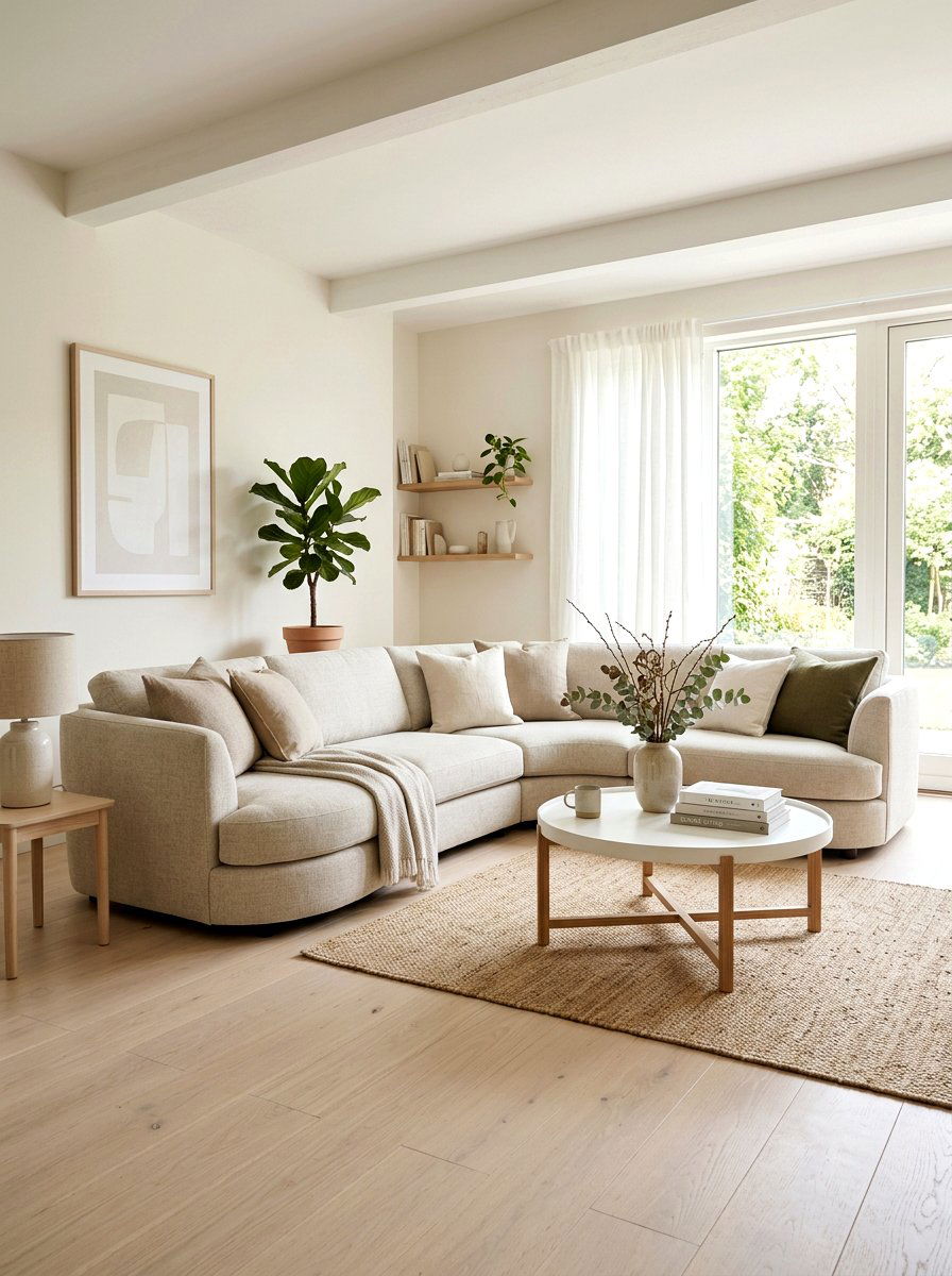 Scandi Style Curved Sectional Living Room - 30 curved sectional living room ideas