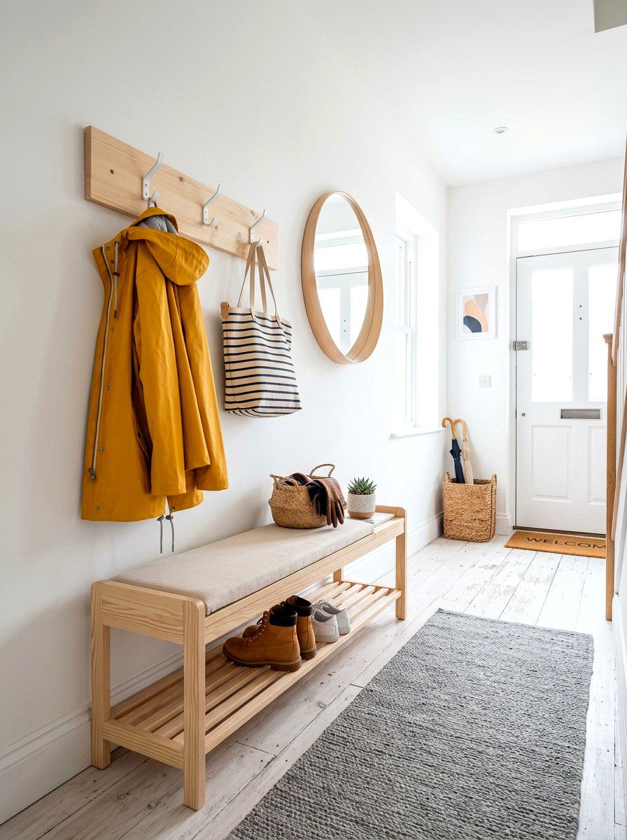 Scandi Style Entryway Bench With Hooks - 30 entry bench and hooks ideas