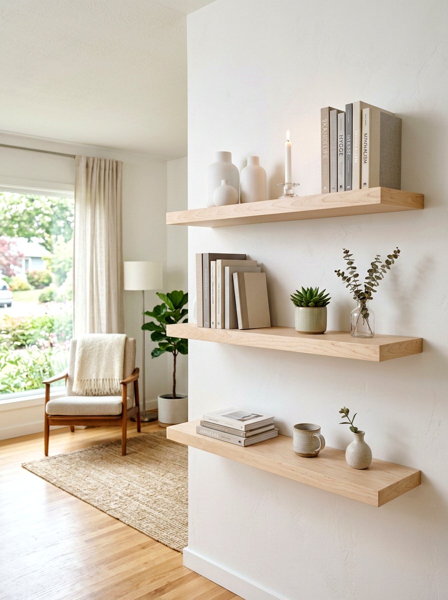 Scandi Style Floating Wood - 30 shelfie decor ideas