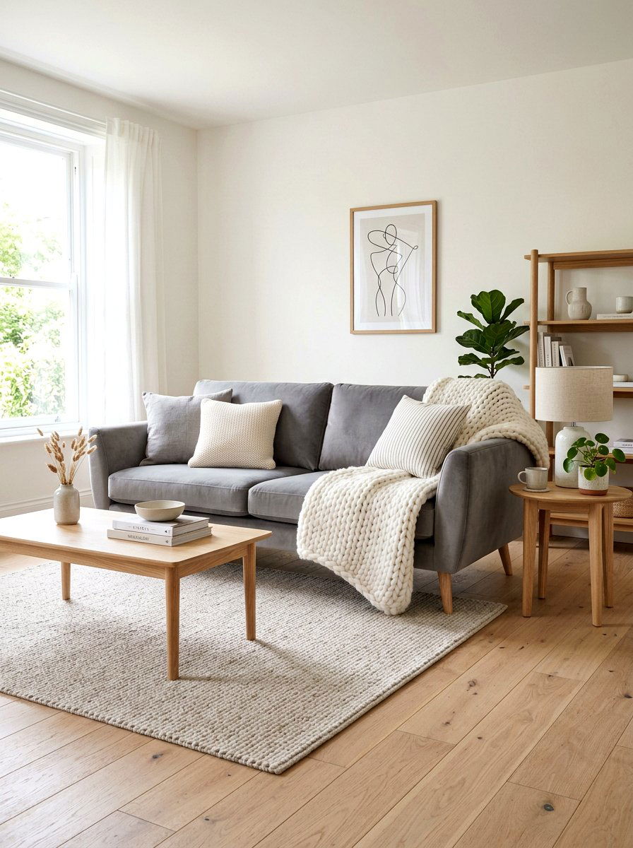 Scandi Style Grey Velvet Sofa - 30 velvet sofa ideas