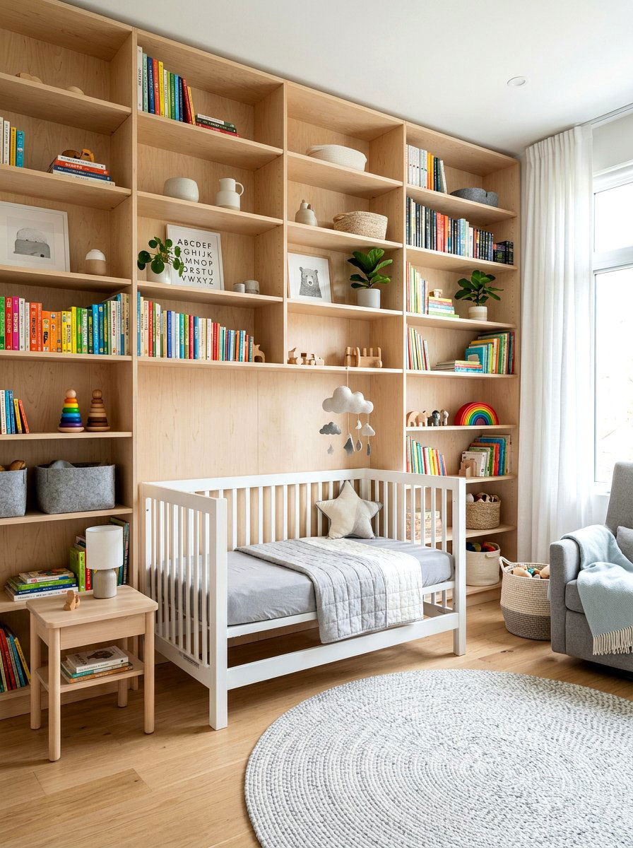 Scandi Style Library Wall - 30 nursery library wall ideas