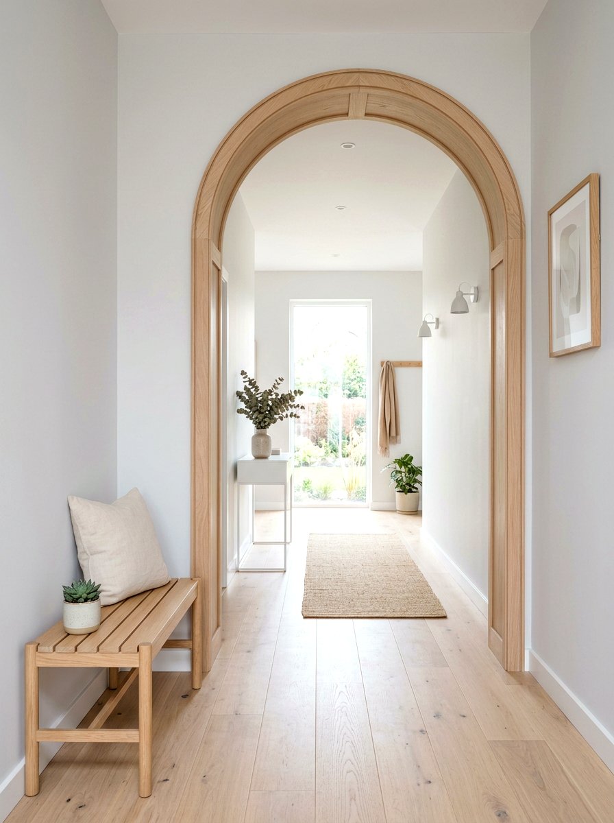 Scandi Style Light Wood Arch - 30 arched doorway ideas