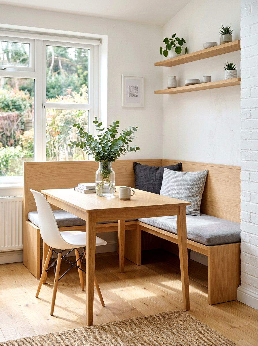 Scandi Style Light Wood Nook - 30 banquette window nook ideas