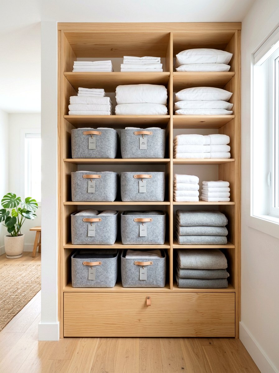 Scandi Style Linen Closet - 30 organizing a linen closet ideas