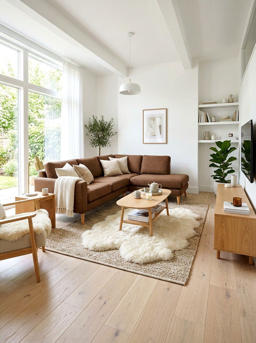 Scandi Style Living Room Brown Sofa - 30 brown sofa living room ideas