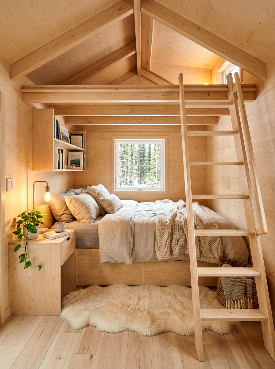 Scandi Style Loft Bed - 30 tiny house loft bed ideas