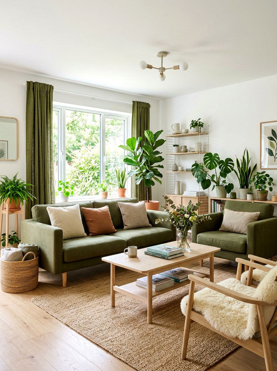 Scandi Style Olive Lounge - 30 deep olive lounge ideas