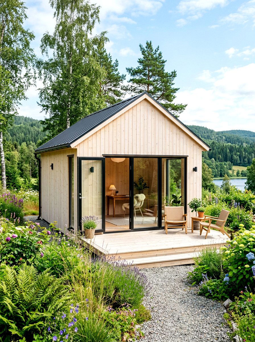 Scandi Style Outdoor Office - 30 modern garden shed ideas