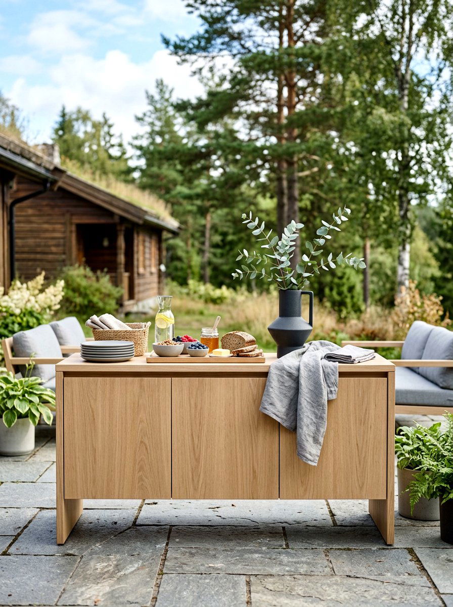 Scandi Style Patio Buffet - 30 outdoor sideboard ideas