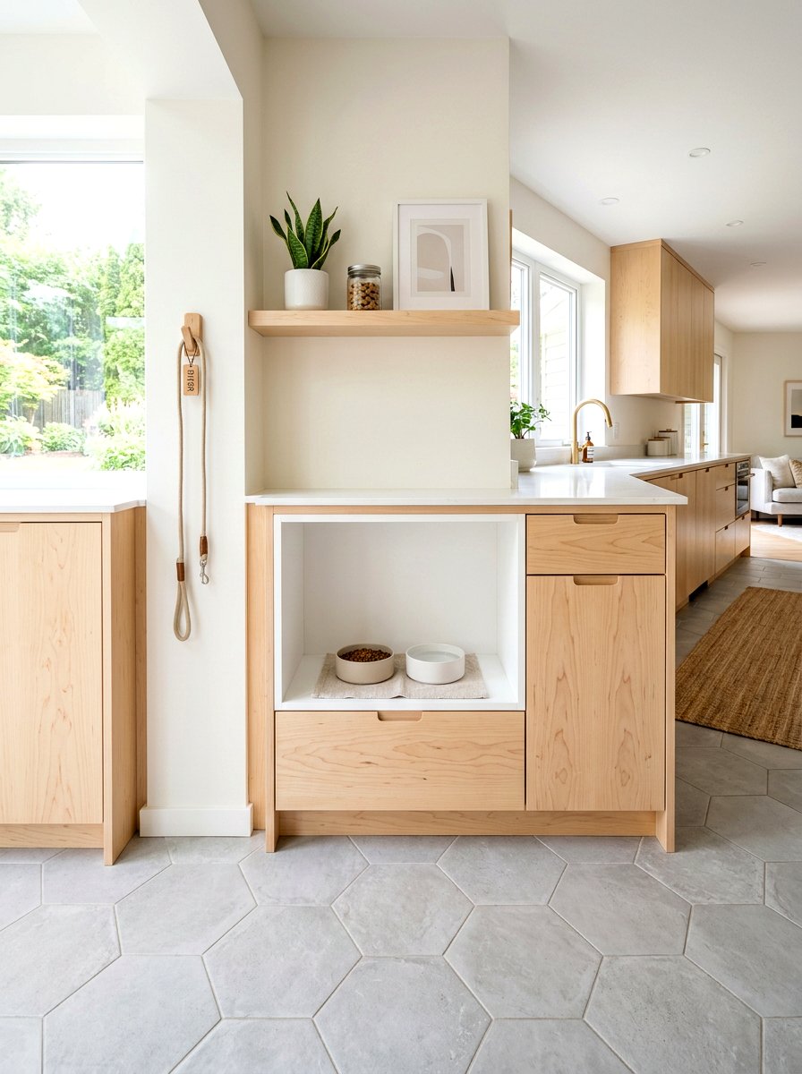 Scandi Style Pet Feeding Station - 30 aesthetic pet station kitchen ideas